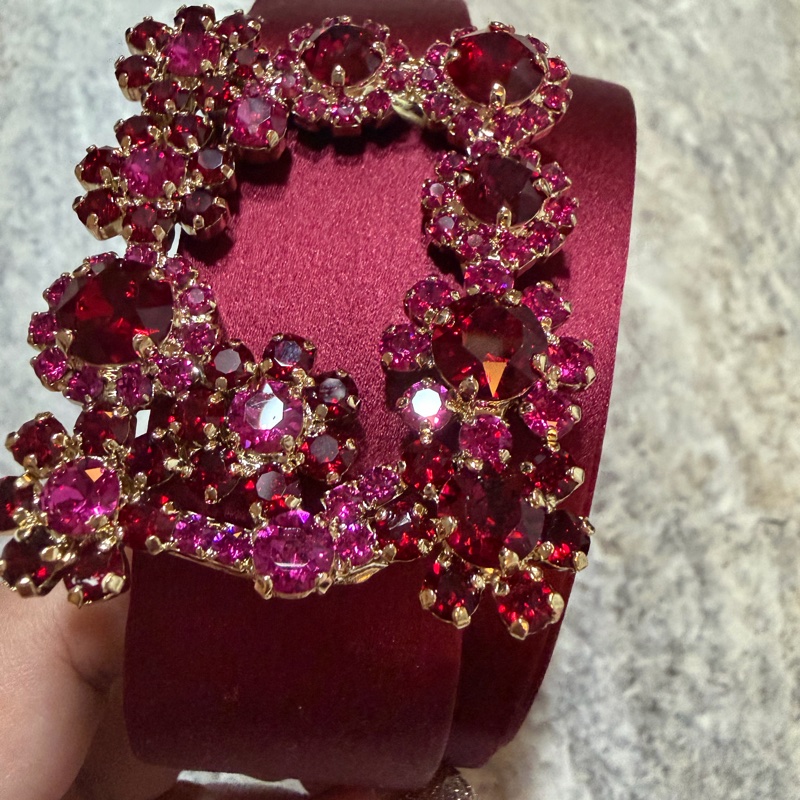 Roger Vivier水晶鑽扣緞面腰帶-5