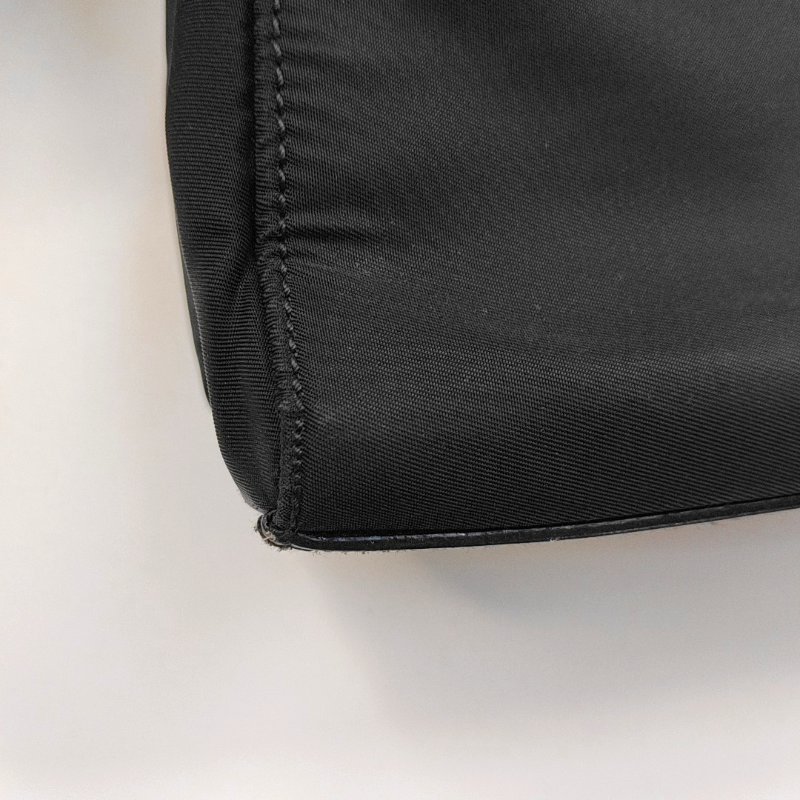 PRADA 托特包 黑色尼龍徽標手提包肩背包 銀色五金-9