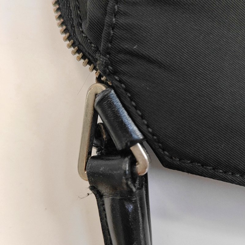 PRADA 托特包 黑色尼龍徽標手提包肩背包 銀色五金-10