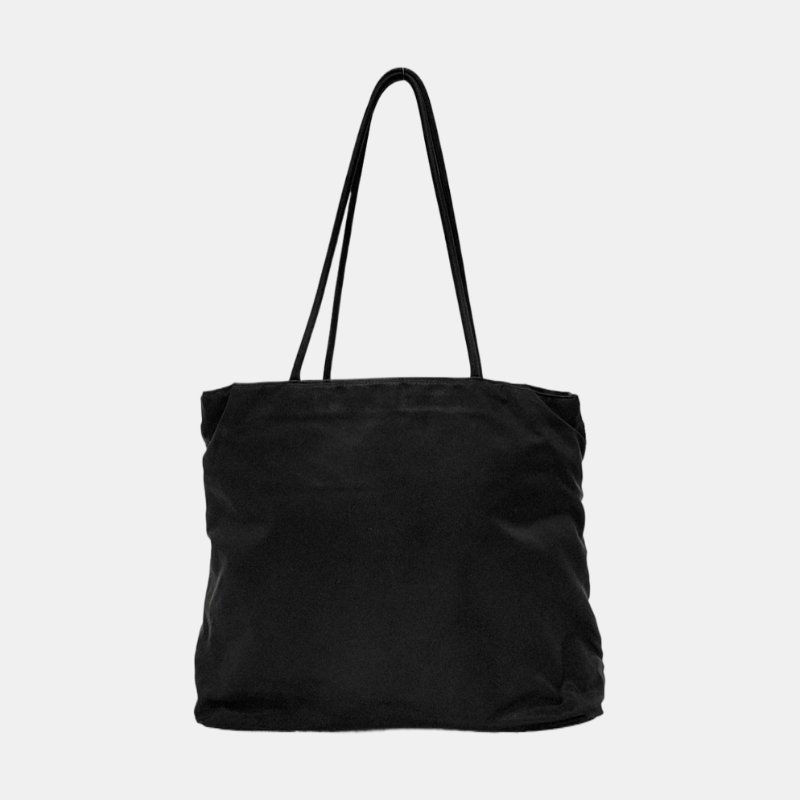 PRADA 黑色尼龍徽標肩背包 手提包 銀色五金-4