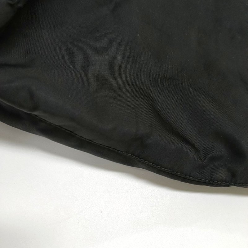 PRADA 黑色尼龍徽標肩背包 手提包 銀色五金-8