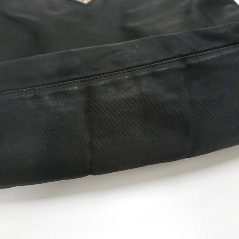 PRADA 黑色尼龍徽標肩背包 手提包 銀色五金-11