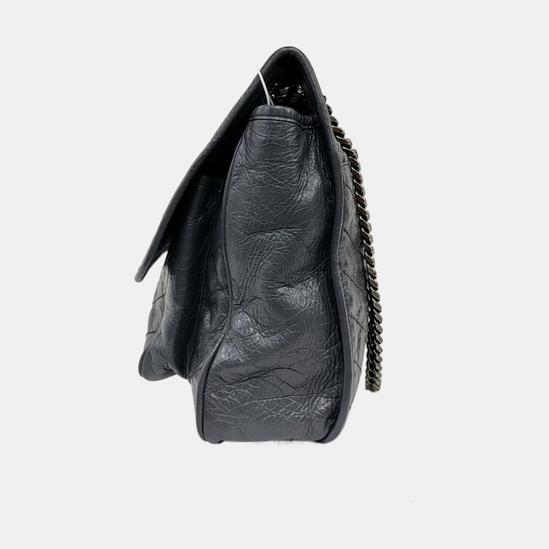 YSL NIKI大號 深灰色牛皮绗縫V紋 肩背包斜背包 釕色五金-2