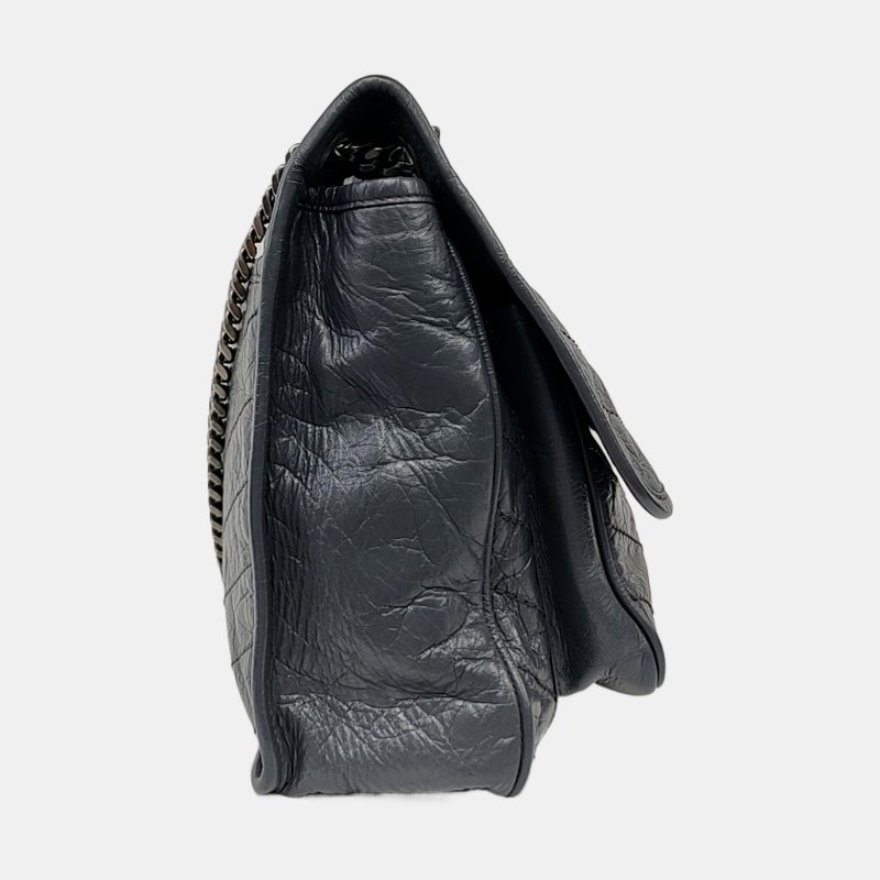 YSL NIKI大號 深灰色牛皮绗縫V紋 肩背包斜背包 釕色五金-3