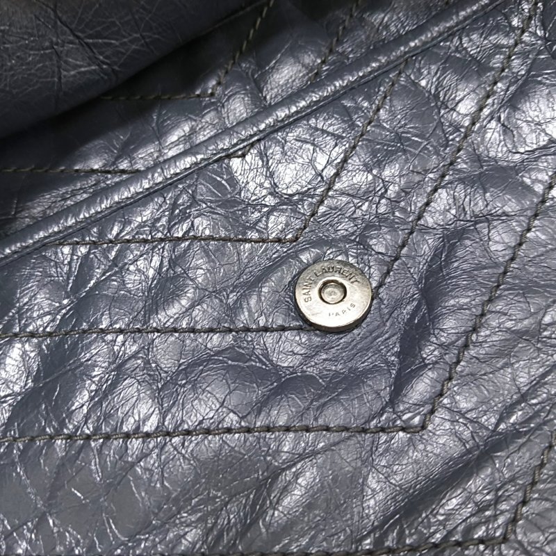 YSL NIKI大號 深灰色牛皮绗縫V紋 肩背包斜背包 釕色五金-8