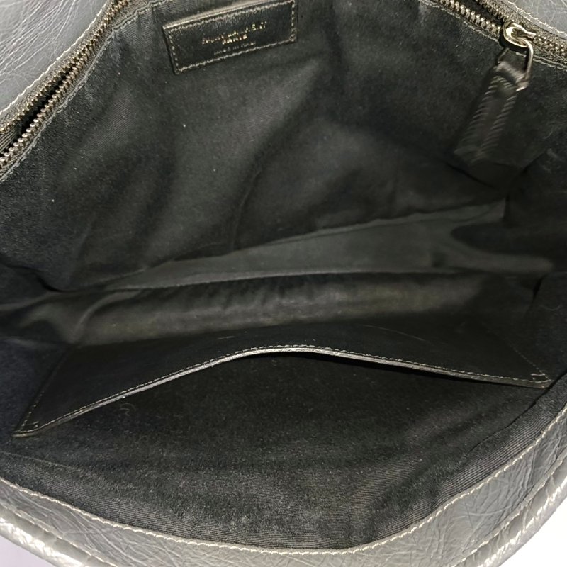 YSL NIKI大號 深灰色牛皮绗縫V紋 肩背包斜背包 釕色五金-9