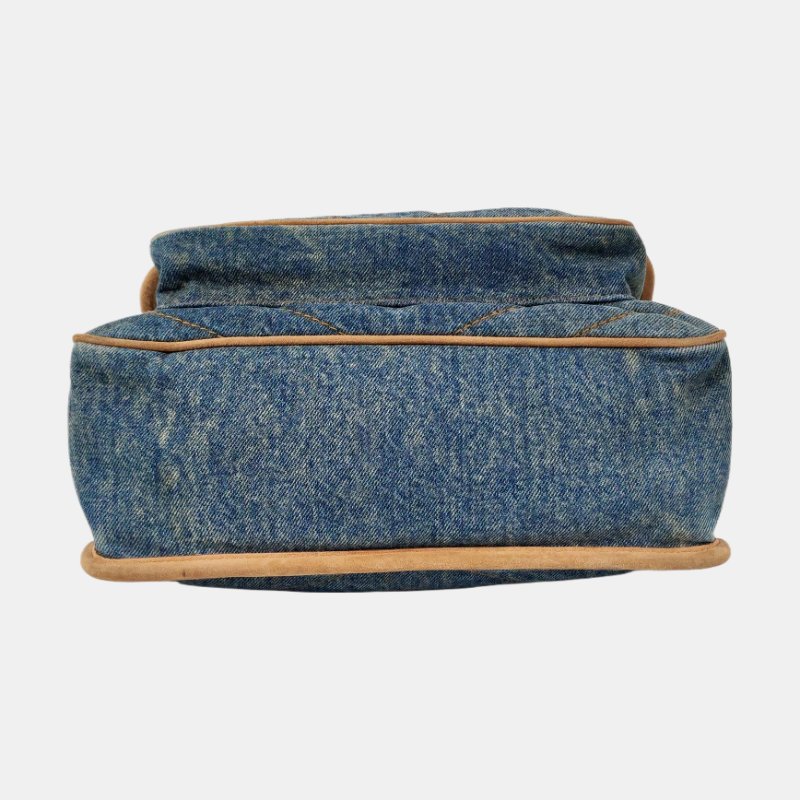 YSL NIKI 中號 藍色牛仔布肩背包斜背包 D扣 金色五金-5