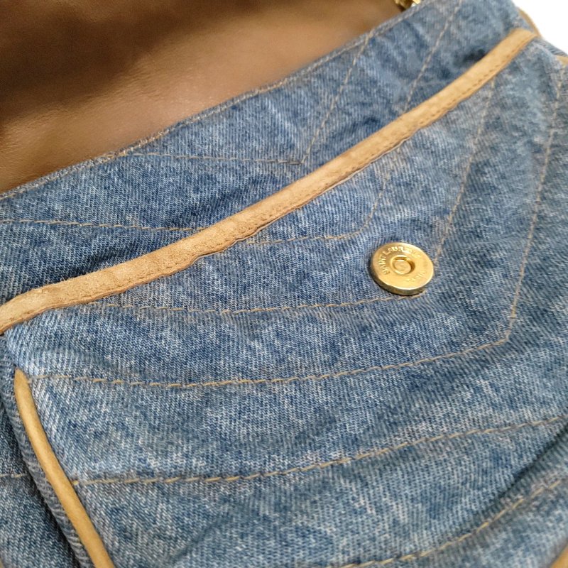 YSL NIKI 中號 藍色牛仔布肩背包斜背包 D扣 金色五金-9