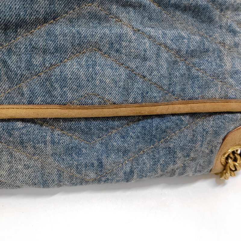 YSL NIKI 中號 藍色牛仔布肩背包斜背包 D扣 金色五金-10