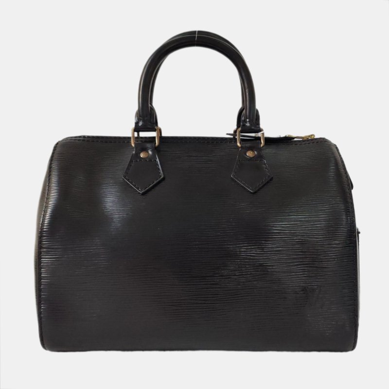 LOUIS VUITTON SPEEDY 28 黑色EPI牛皮波士頓包手提包 金色五金 中古款-4