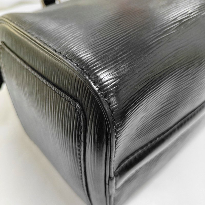 LOUIS VUITTON SPEEDY 28 黑色EPI牛皮波士頓包手提包 金色五金 中古款-11