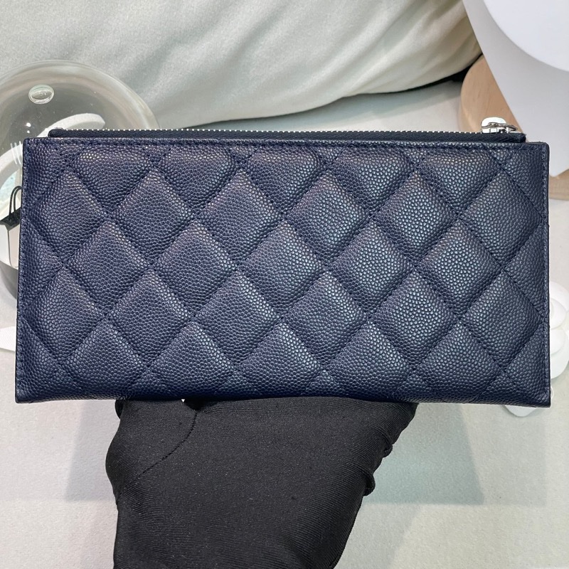 Chanel 限量水手版深藍色直板銀包 XB490-12