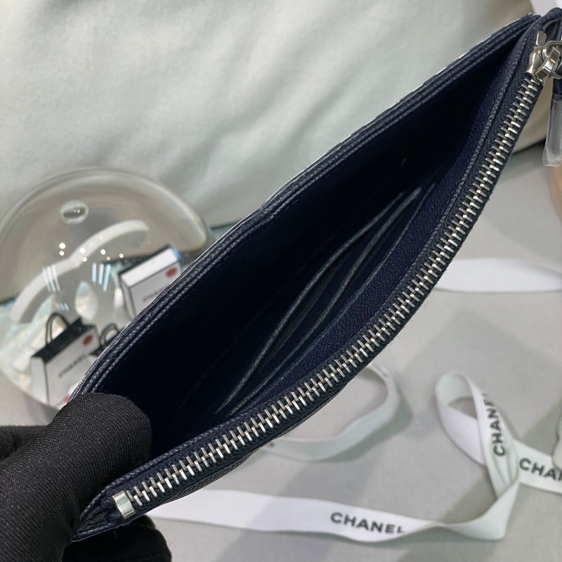 Chanel 限量水手版深藍色直板銀包 XB490-19