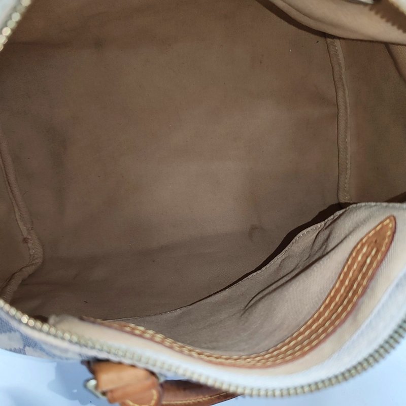 LOUIS VUITTON SPEEDY 30 白色塗層帆布棋盤格波士頓包手提包 金色五金-6