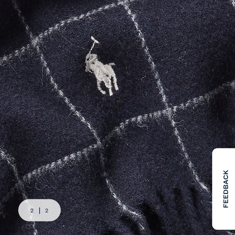 Polo Ralph Lauren 深藍 大格子 羊毛 圍巾-2