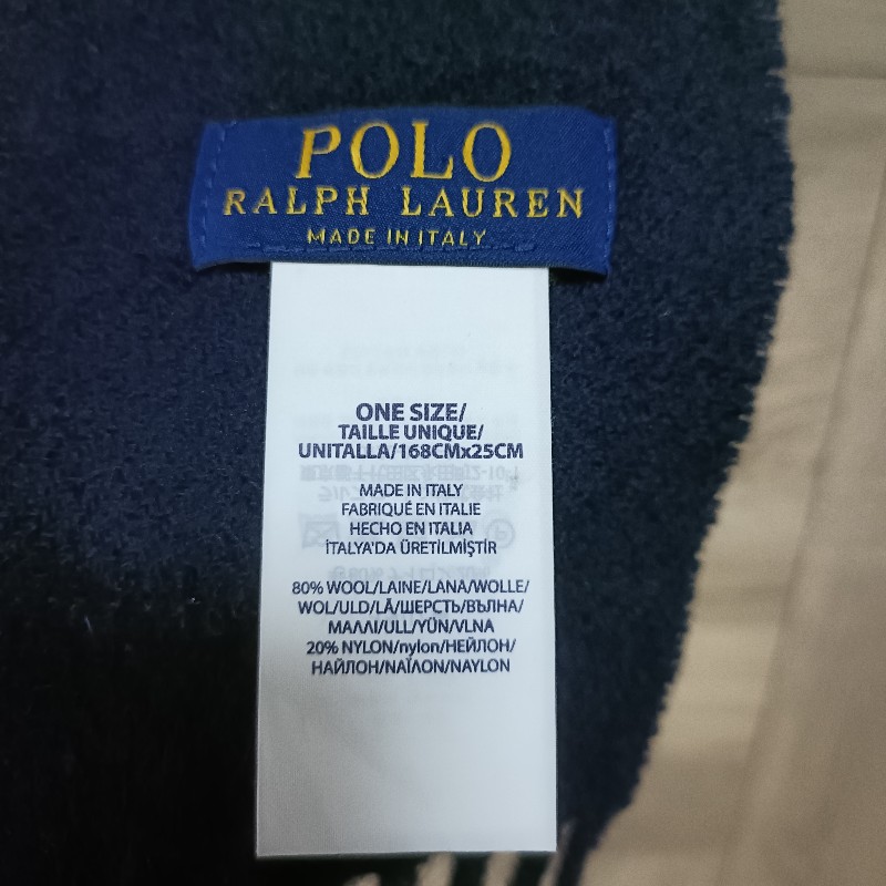 Polo Ralph Lauren 深藍 大格子 羊毛 圍巾-5