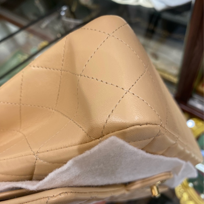Chanel cf中号奶茶金芯片全新-0