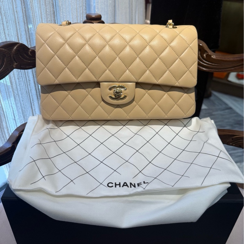 Chanel cf中号奶茶金芯片全新-1