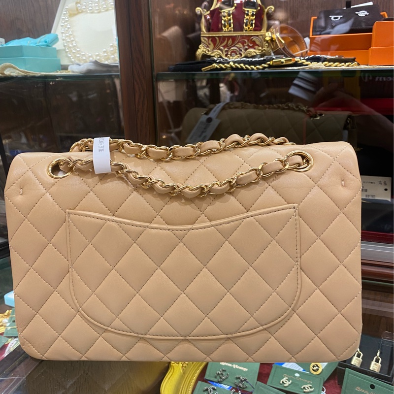 Chanel cf中号奶茶金芯片全新-2