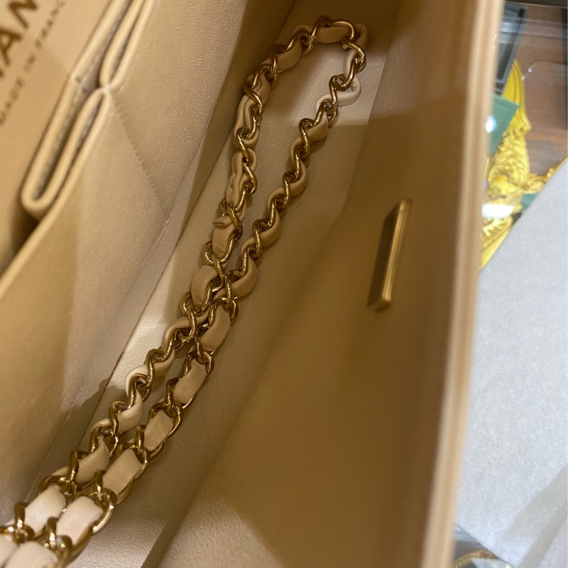 Chanel cf中号奶茶金芯片全新-3