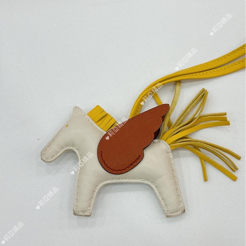 莉亞精品♡ Hermes奶昔白 小飛馬掛飾 PM #B刻 二手美品-3