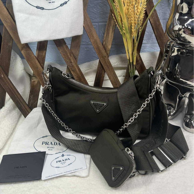 PRADA普拉達經典三合一尼龍包 墨綠色 （中性款）-6