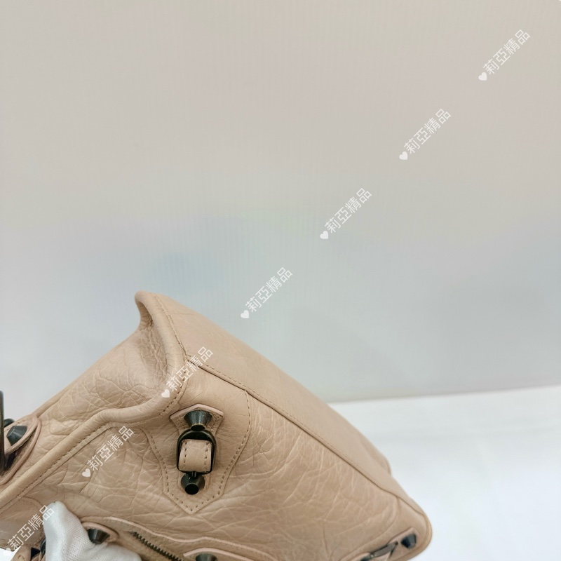 莉亞精品♡ Balenciaga mini粉膚色機車包 二手美包-7