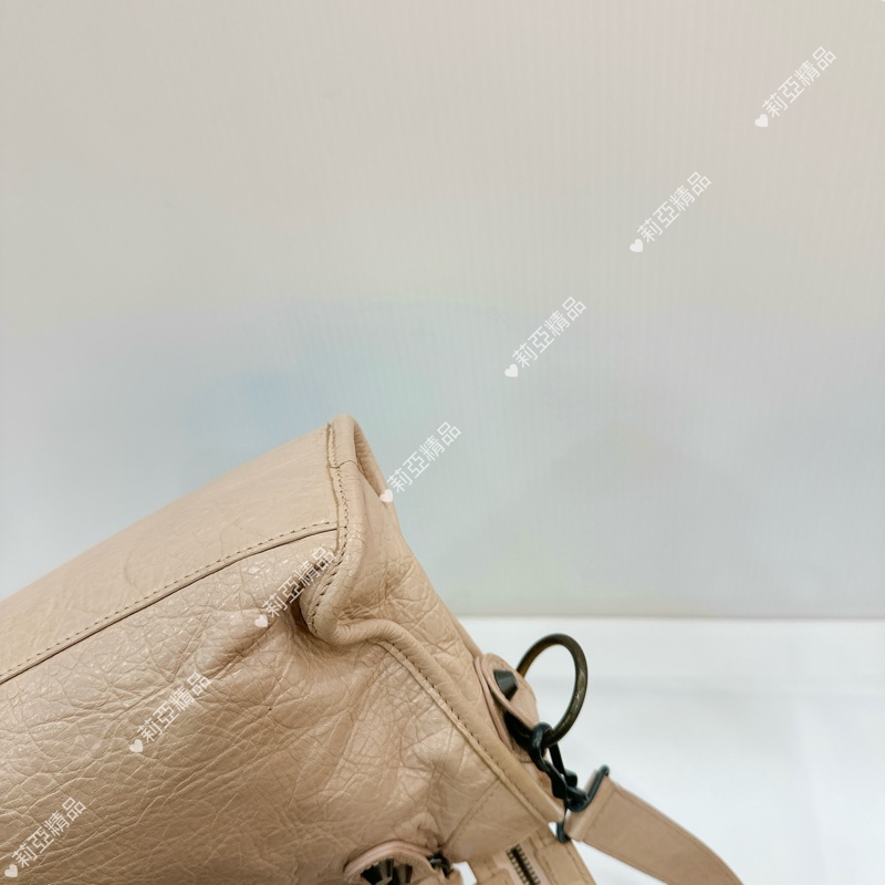 莉亞精品♡ Balenciaga mini粉膚色機車包 二手美包-10