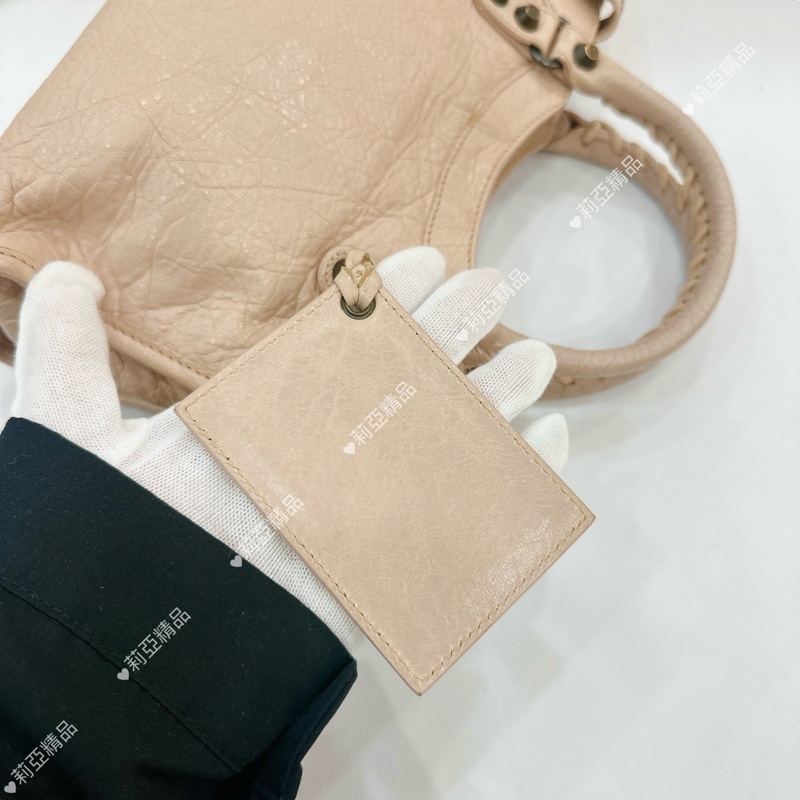 莉亞精品♡ Balenciaga mini粉膚色機車包 二手美包-14