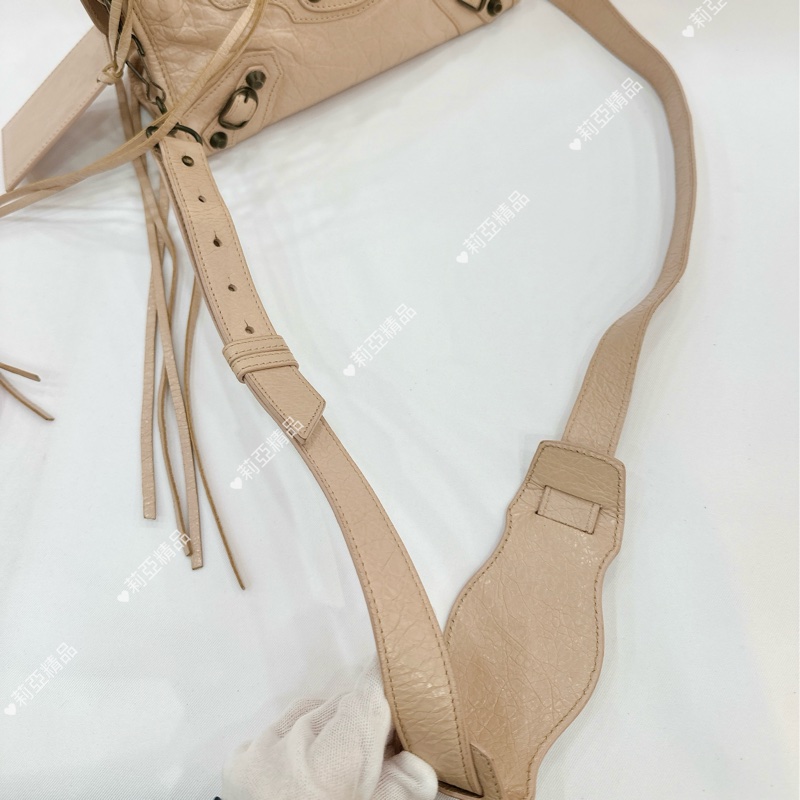 莉亞精品♡ Balenciaga mini粉膚色機車包 二手美包-15