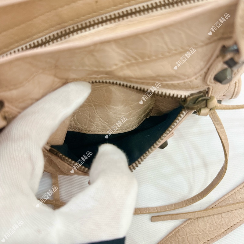 莉亞精品♡ Balenciaga mini粉膚色機車包 二手美包-17
