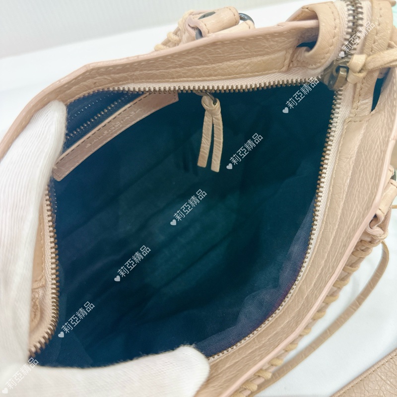 莉亞精品♡ Balenciaga mini粉膚色機車包 二手美包-18