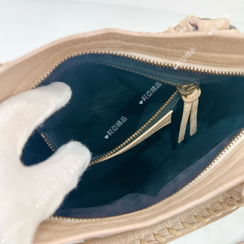 莉亞精品♡ Balenciaga mini粉膚色機車包 二手美包-19
