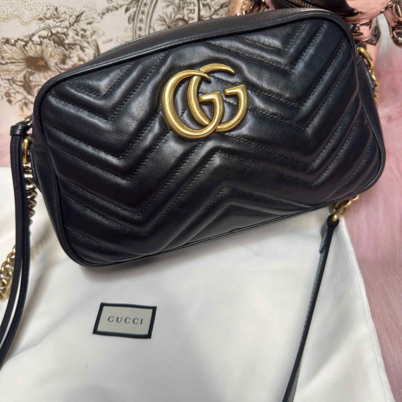 Gucci 經典絎縫斜背GG Marmont 24cm相機包(中性款)-4