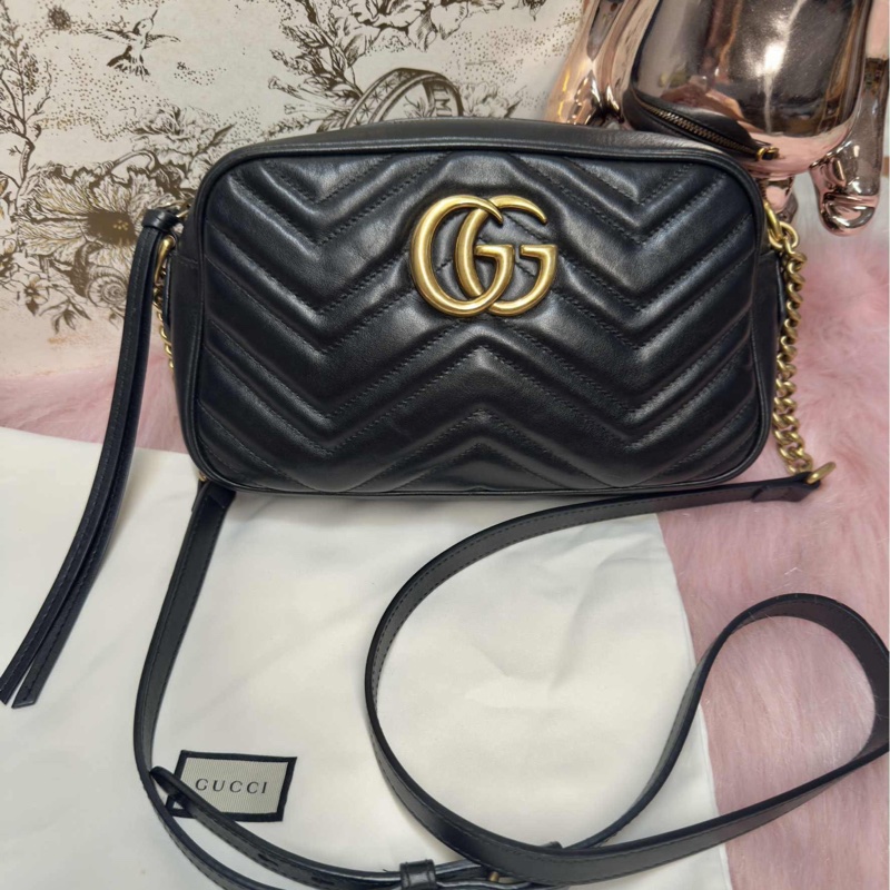Gucci 經典絎縫斜背GG Marmont 24cm相機包(中性款)-5