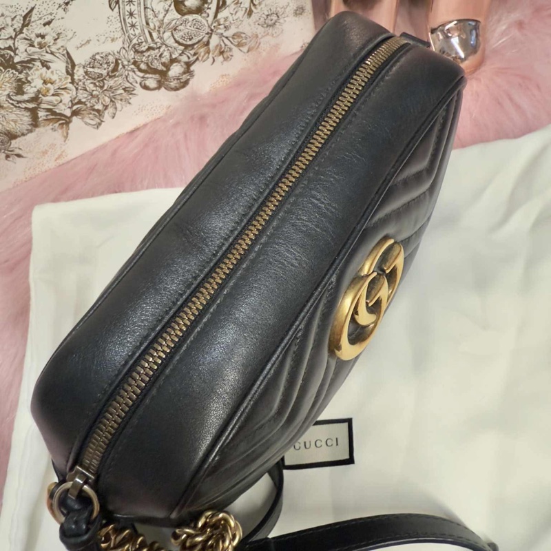 Gucci 經典絎縫斜背GG Marmont 24cm相機包(中性款)-7