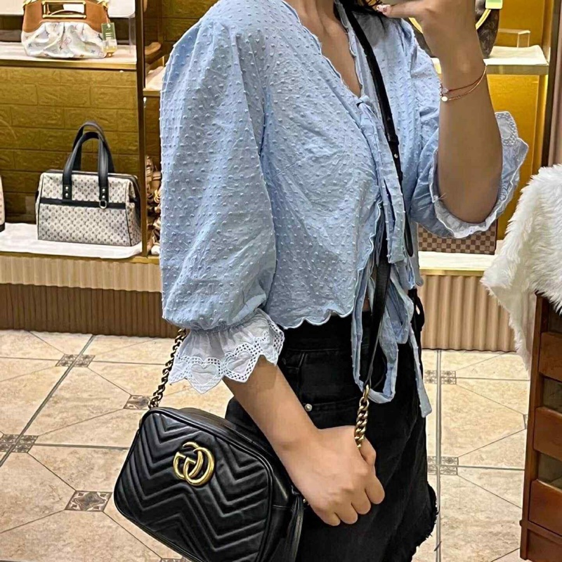 Gucci 經典絎縫斜背GG Marmont 24cm相機包(中性款)-28