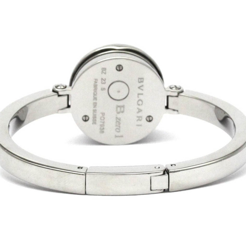 寶格麗 B-Zero1 鑽石藍色 MOP 錶盤鋼質石英腕錶 BZ23S 拋光-4