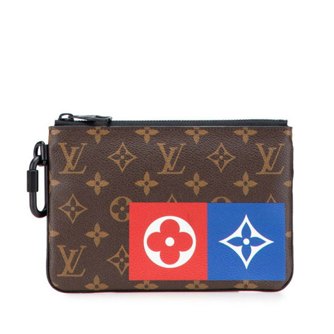 Louis Vuitton Monogram 拉鍊手拿包 M67814 棕色皮革 女款 LOUIS VUITTON