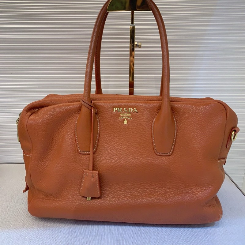 PRADA 全皮 橙色手提包 肩背包-1