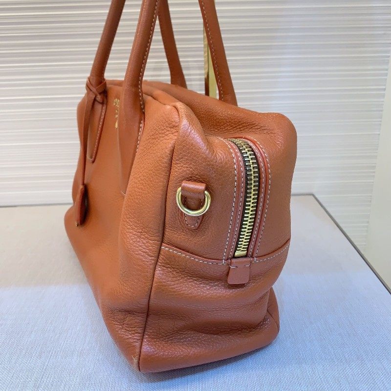 PRADA 全皮 橙色手提包 肩背包-2
