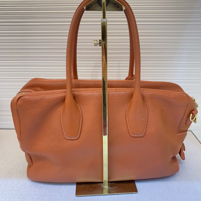 PRADA 全皮 橙色手提包 肩背包-3