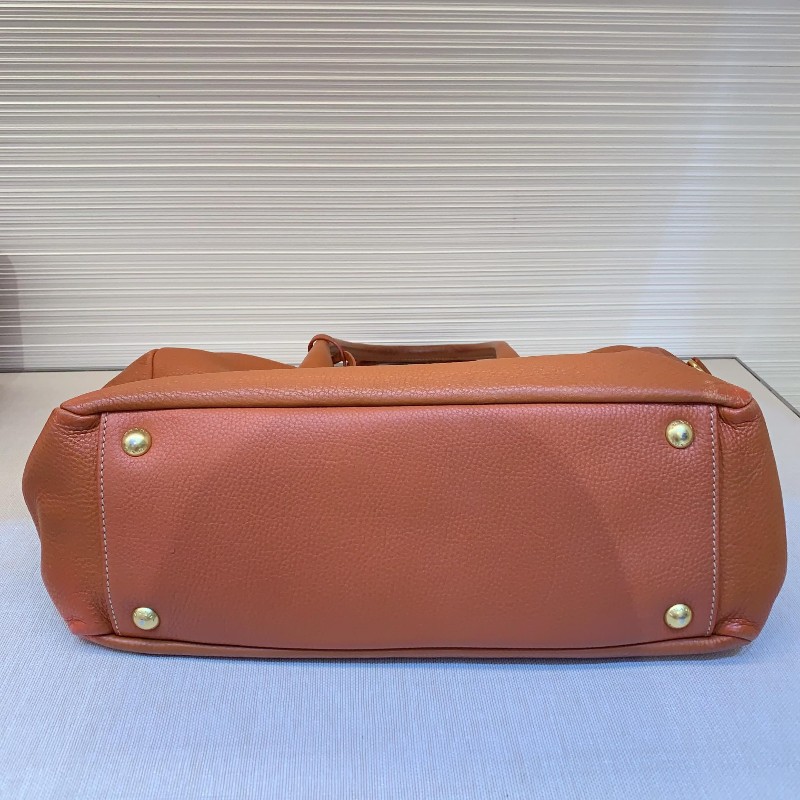 PRADA 全皮 橙色手提包 肩背包-5
