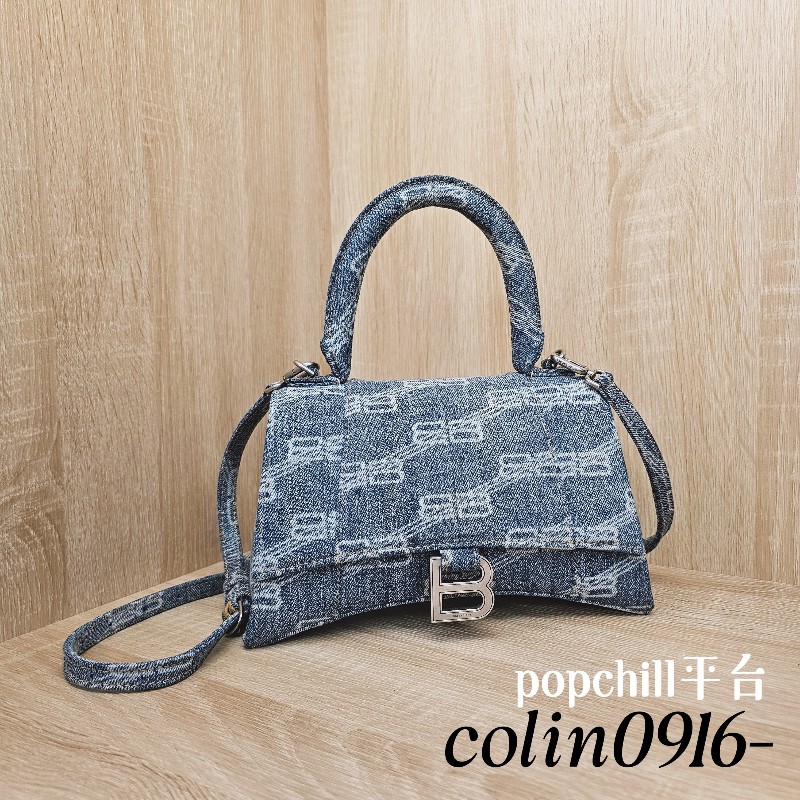 [潮流好物🥰] Balenciaga 丹寧銀釦手提斜背沙漏包-0