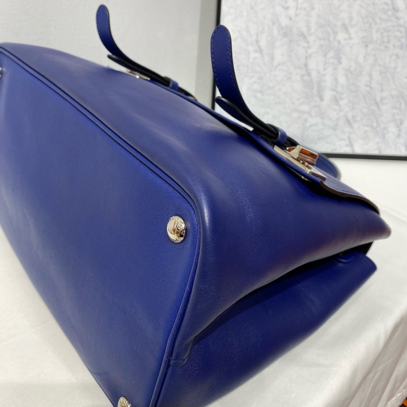 Prada Turn Lock 電腦公事包 公文包 手提包 斜背包 藍色牛皮 中號-13