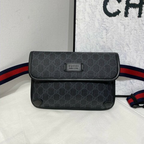 Gucci 古馳 黑標虎頭腰包 胸包 24年票 新款黑花腰包