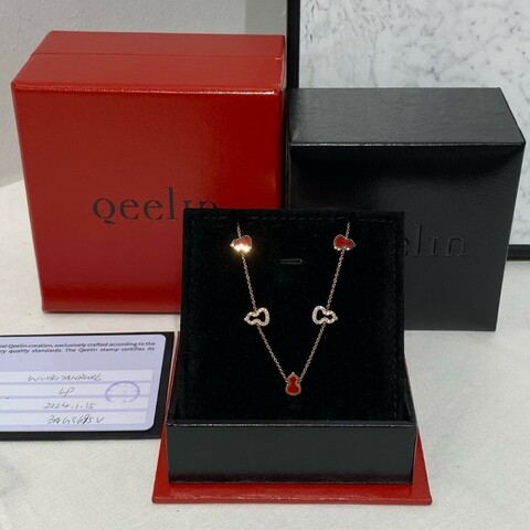 麒麟 Qeelin 六葫蘆玫瑰金紅色法郎鑲鑽手鍊 2024年保卡