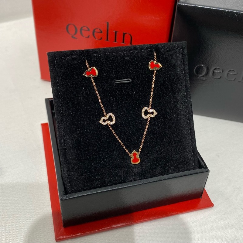 麒麟 Qeelin 六葫蘆玫瑰金紅色法郎鑲鑽手鍊 2024年保卡-2
