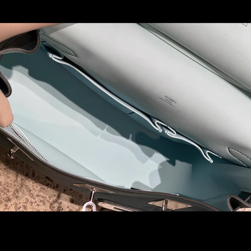 Hermes愛馬仕 Jypsiere 吉普賽28 Z6 孔雀綠內拼 3p 馬卡龍藍  swift皮 銀扣 A刻-7