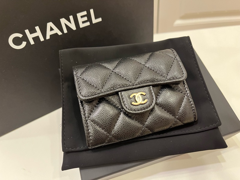 Chanel 黑金荔枝雙層卡夾-0